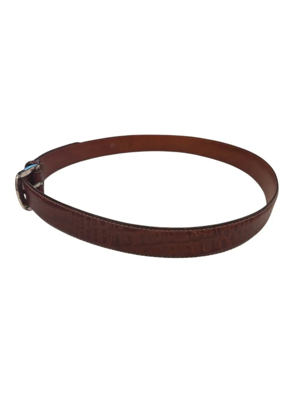 Martin Dingman Crocodile Grain Italian Calfskin Leather Belt Brown Size 36 USA